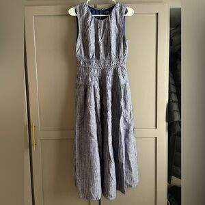 J. Crew Blue and White Striped Linen Dress